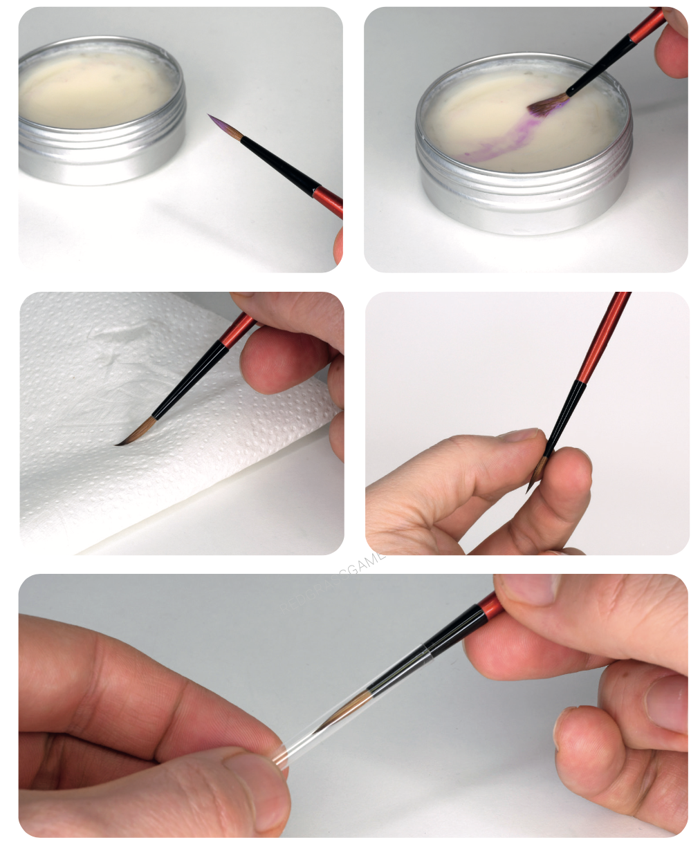 entretenir les pinceaux pour la peinture de miniatures - Redgrasscreative