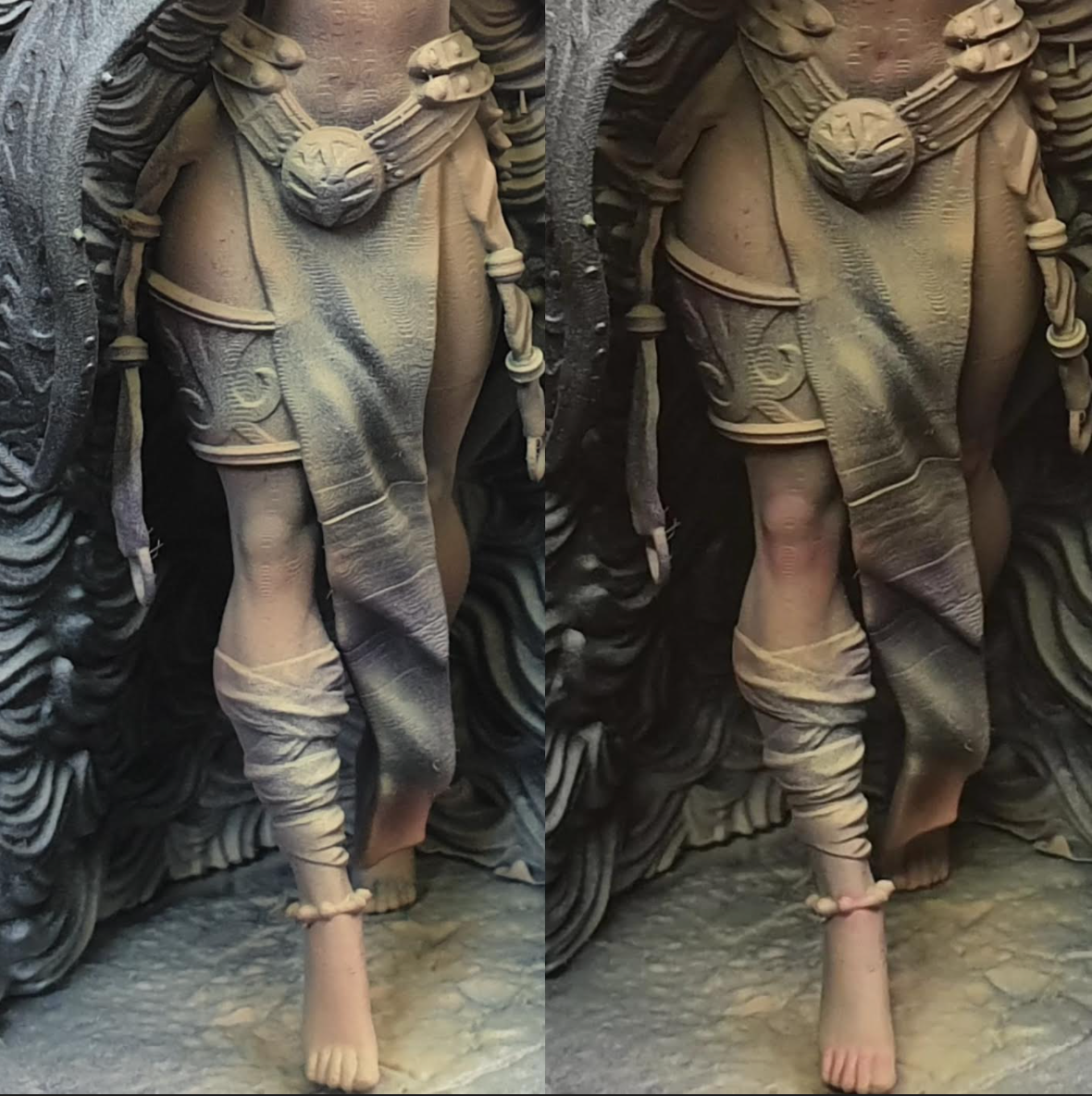 Use a red wash on places like knees and knuckles to help simulate realism.