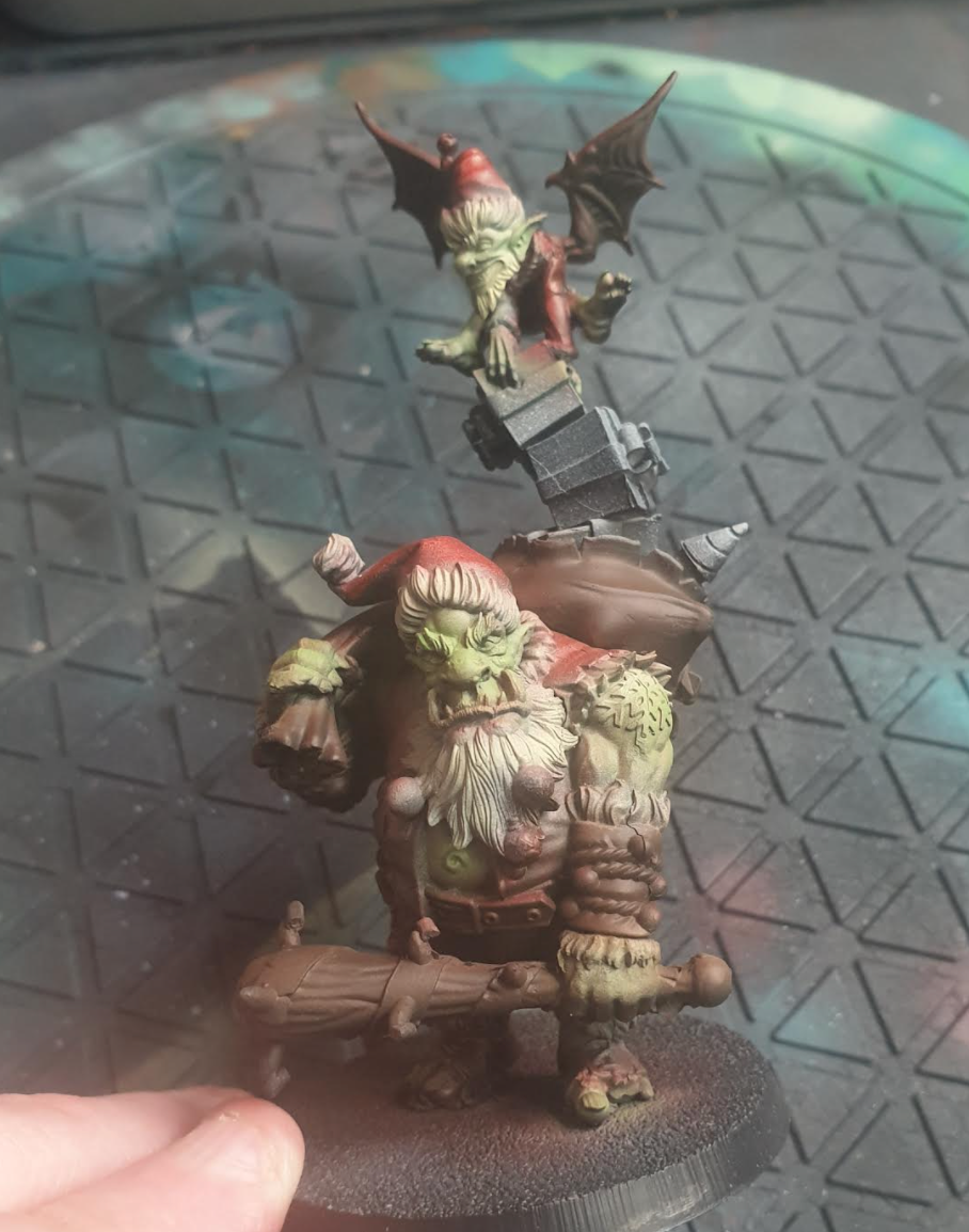painting miniature christmas basecoat stage