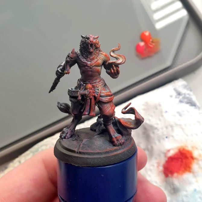 Painting miniatures OSL flame effects first layer color