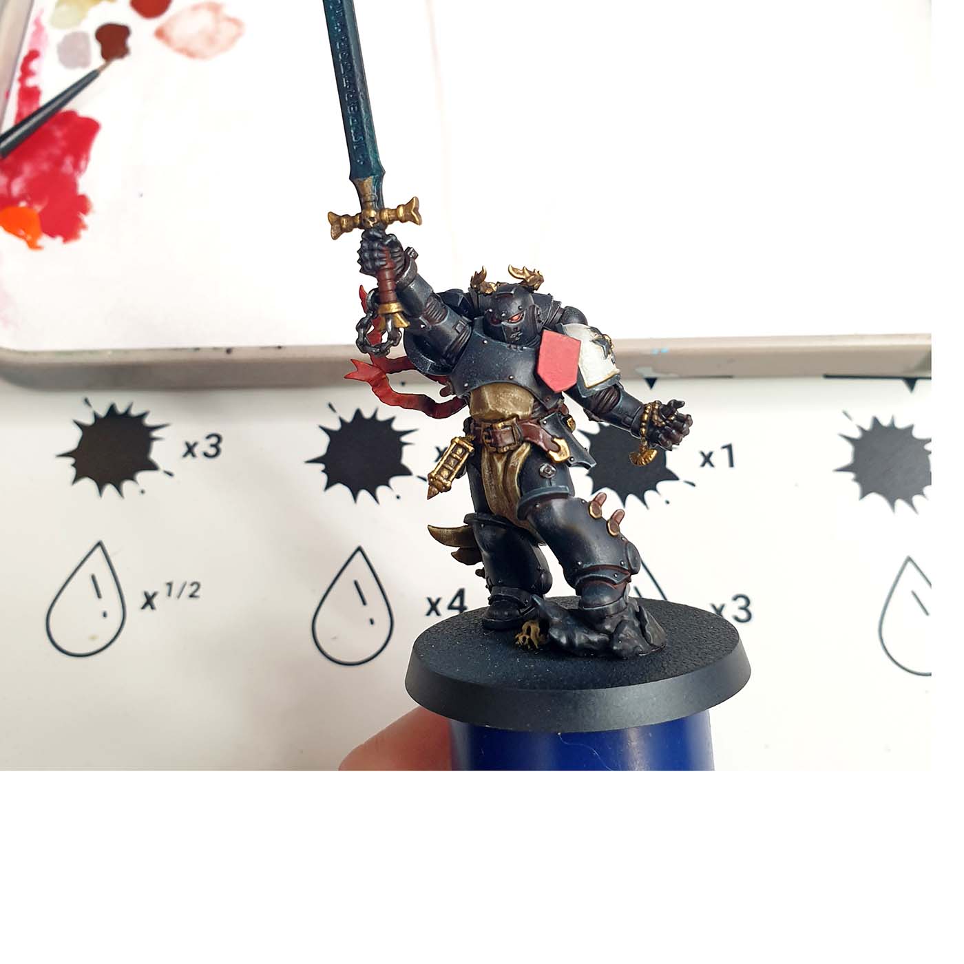 How to paint painting miniatures Black Templars completed piece