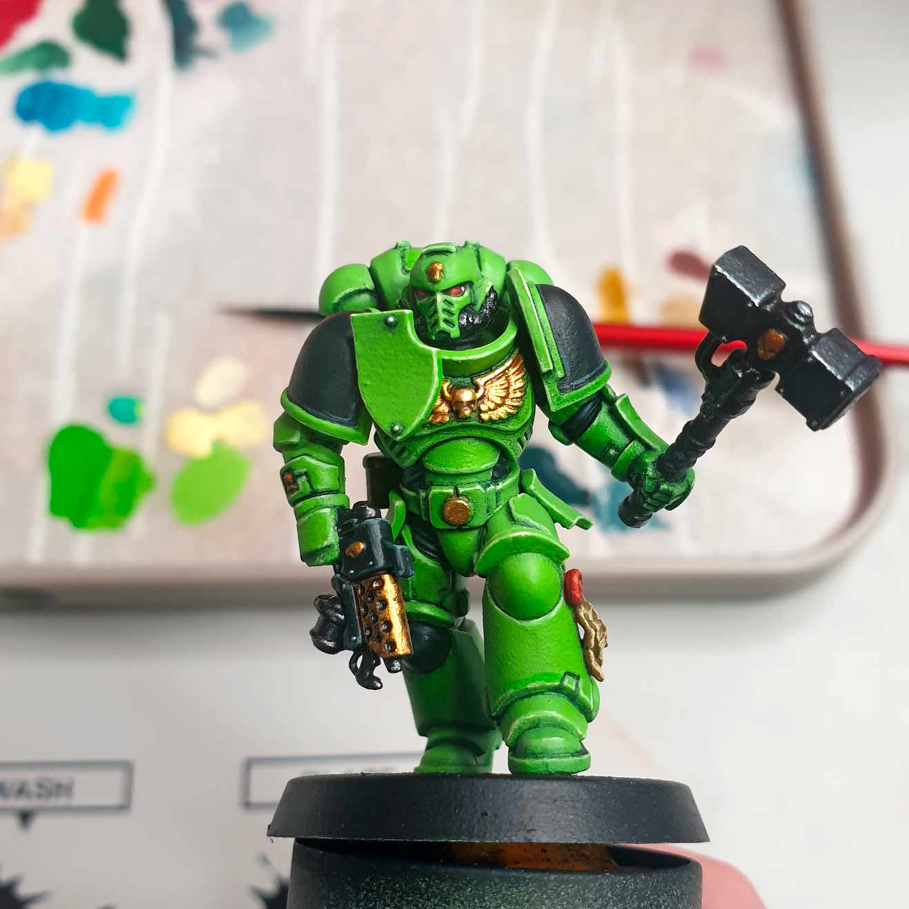 edge highlight space marine guide salamander primaris warhammer 40k games workshop redgrassgames finished edge highlights rgg how to painting guide