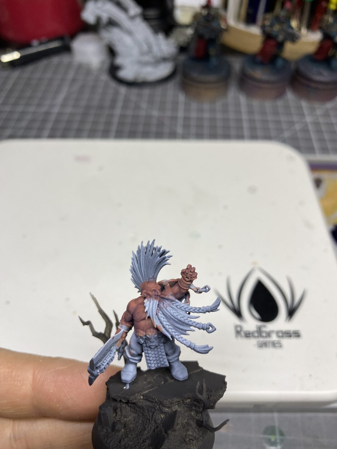 gotrek dwarf warhammer fantasy age of sigmar games workshop anamnesis studio redgrassgames rgg nmm painting guide skin basecoated and recess shaded